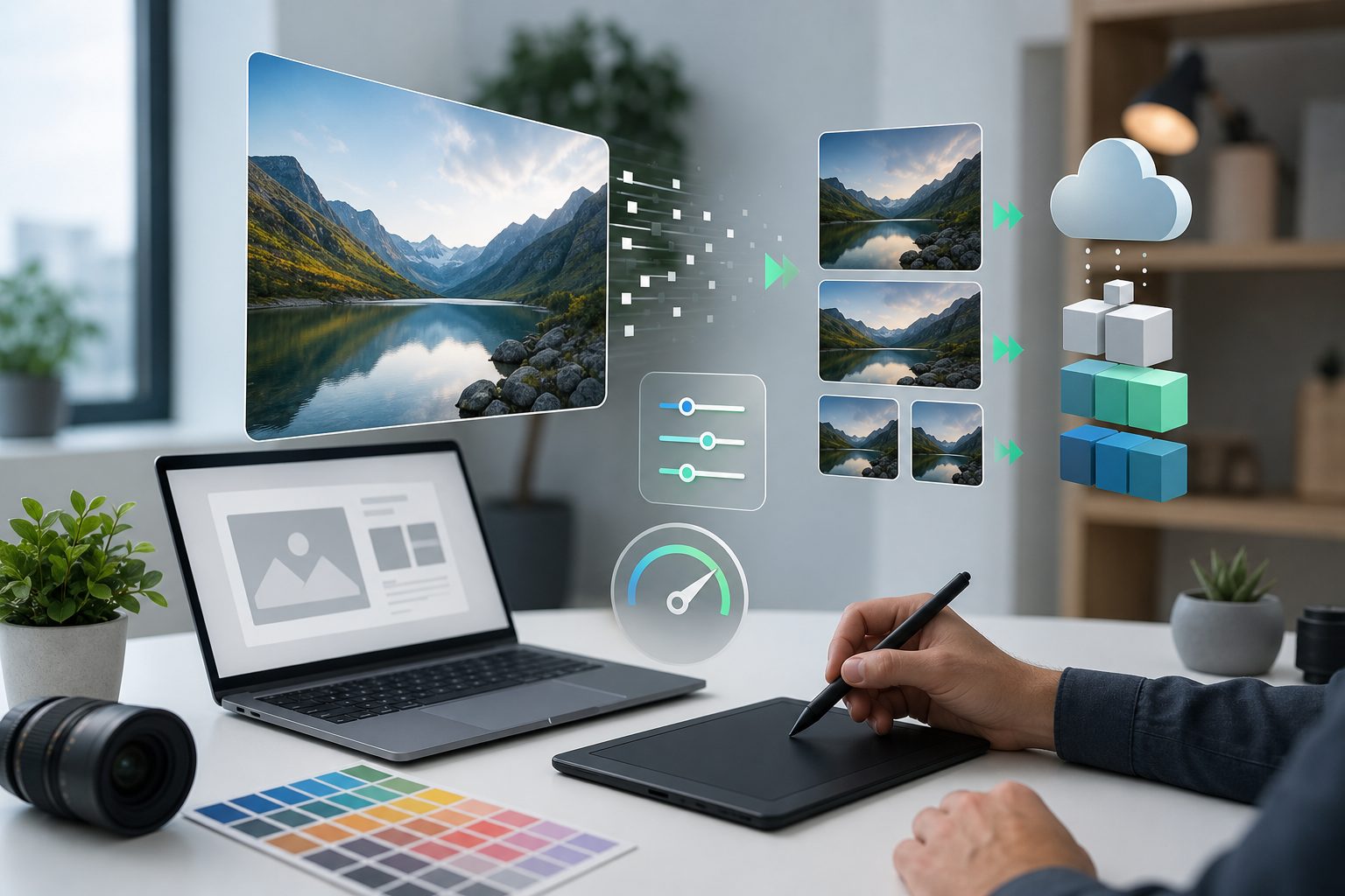 Person optimizing images in a WordPress media library
